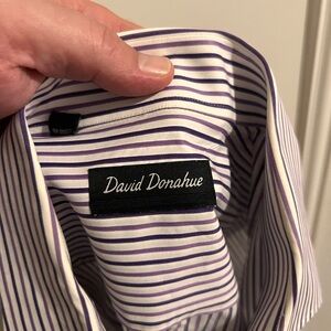 David Donahue Men's Shirt with Purple and White Stripes